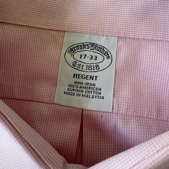 Brooks Brothers Regent Button down Long sleeve Pink Size 17 Supima cotton Office - Picture 2 of 8